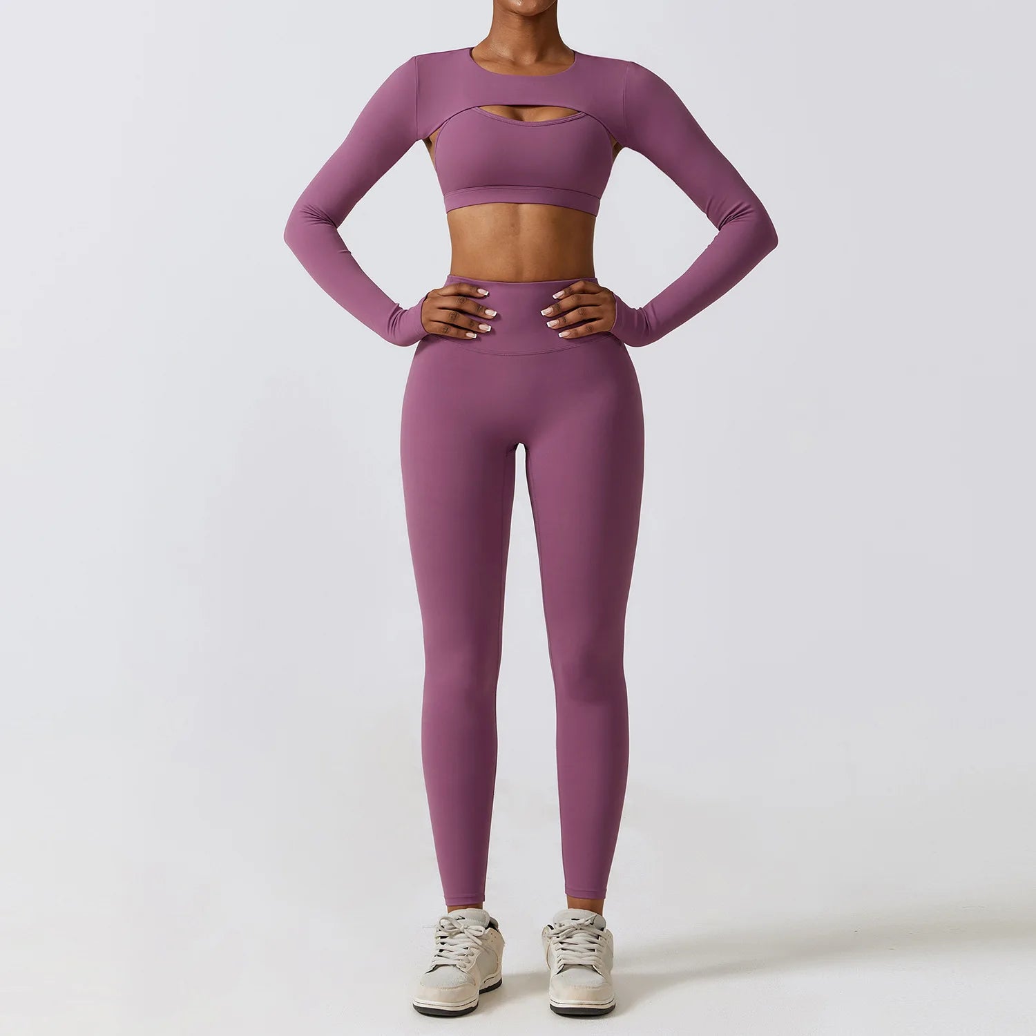 Crop Top Long Sleeve Leggings Set